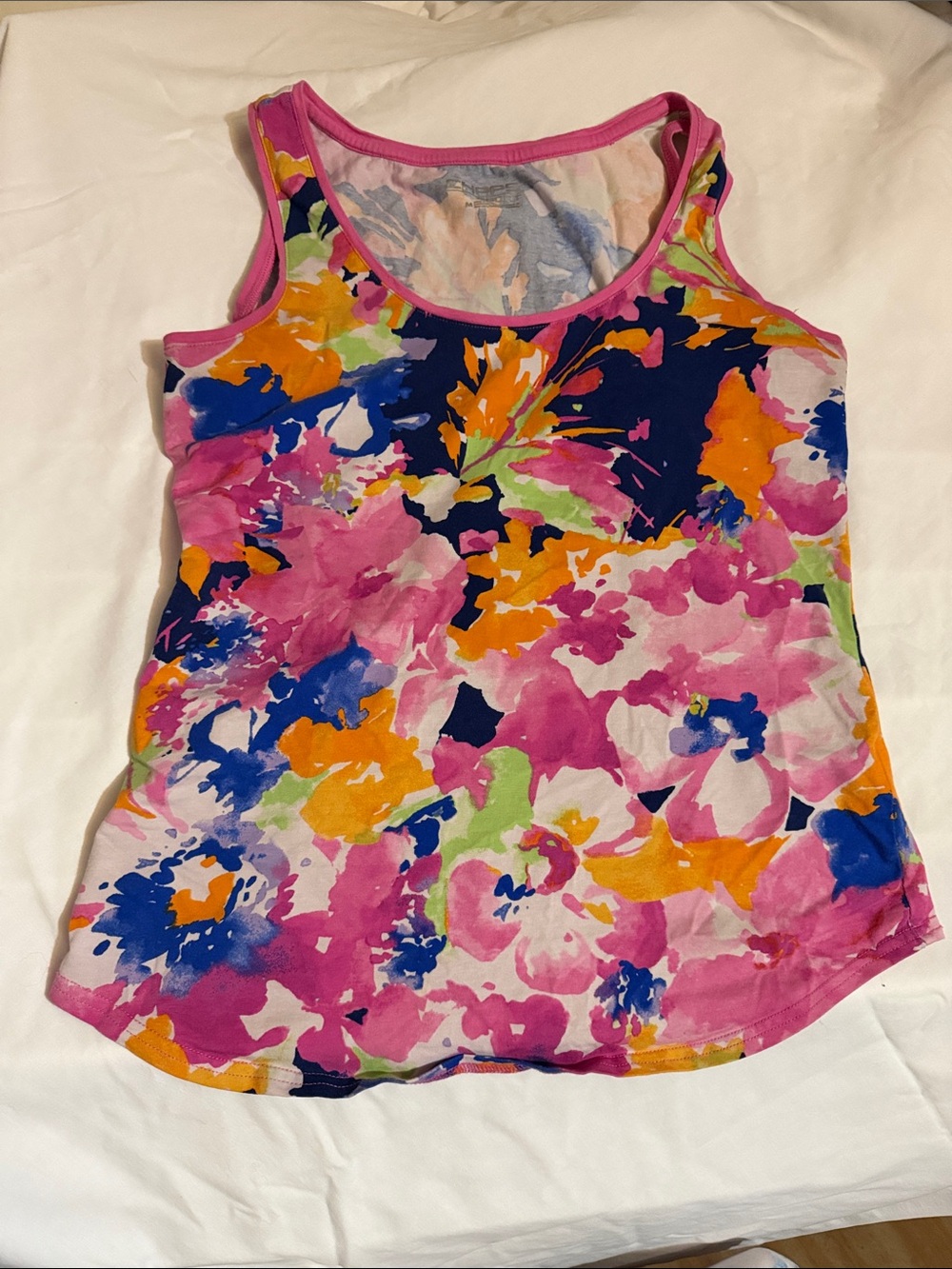 Floral Scoop Tank Top in Pink Multicolor